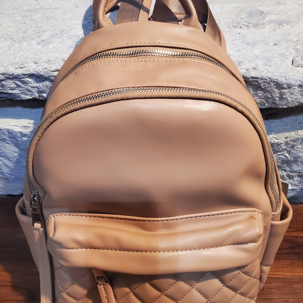 Urban Expressions Beige Quilted Backpack